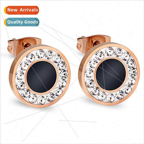 New creative geometric round tanium steel diamond drop earri