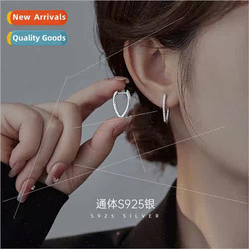 S925 silver simple geometric letters earrings female V-shape