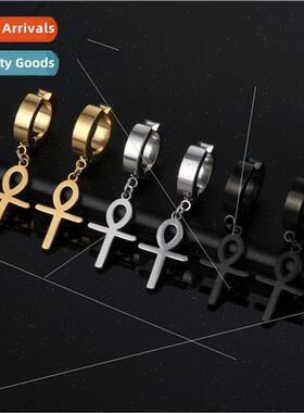 Tanium steel ear clips men nd hthrown earrings punk simple c