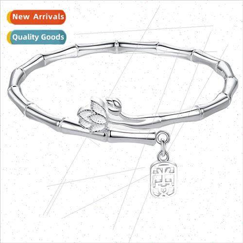 Peaceful Bamboo Lotus Solid Bracelet Women Bamboo Lotus Whe