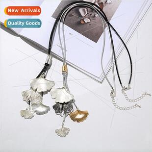 atmosphere long necklace leaves New ginkgo hundred Europe