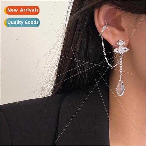 che Saturn full diamond Empress Dowager water drop ear bone