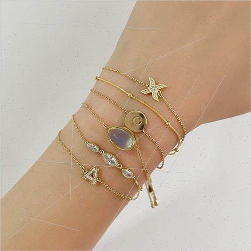 Through body silver wh zirconium geometric letter bracelet w