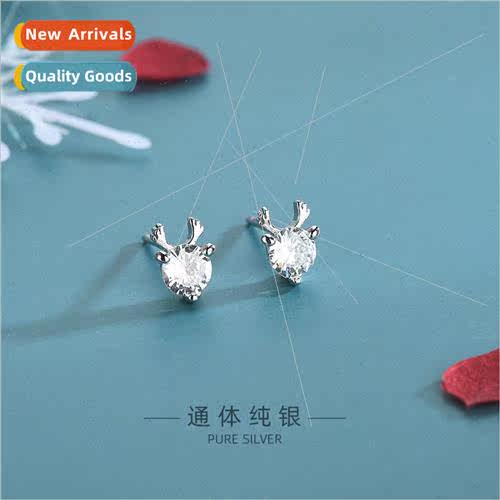 s925 silver Koreadiamond zirconia antler earrings sleep do n