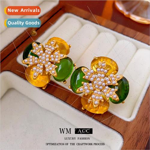 Earrings lver Needle ce Flower Pearl Earrings French Female