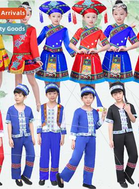 New childrens permance costumes Zhuang Miao minory boys and