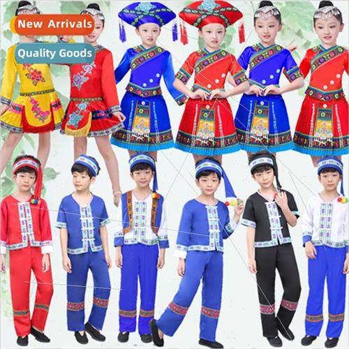 New childrens permance costumes Zhuang Miao minory boys and