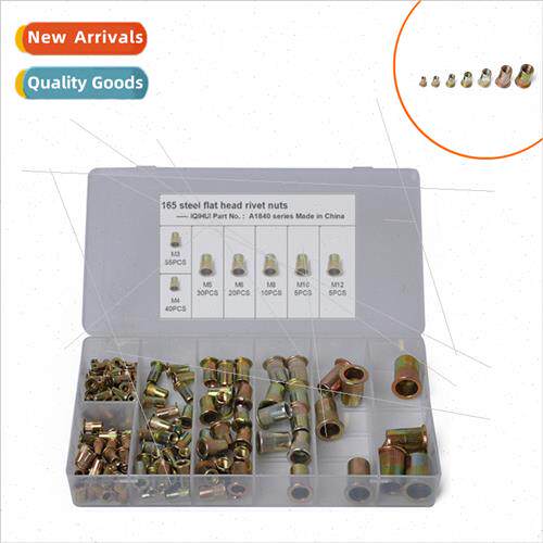 165pcs box color steel rivet nut M3 4 5 6 8 10 12 combinatio