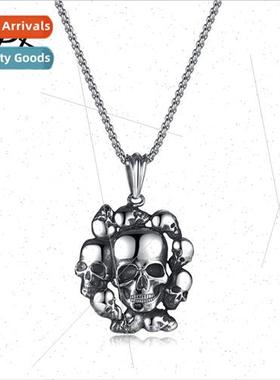 Europe retro punk tanium steel ghost head pendant tide men s