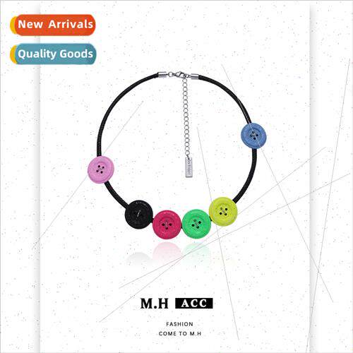 Dopamine button necklace women fashion collarbone chain spic