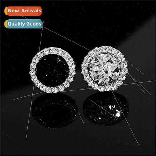 Europe new black round earrings set zirconia boys gang hands