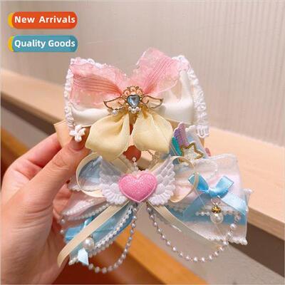 Children bow heart hair card girls beauty girl headdress dop