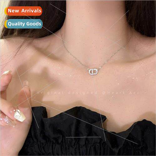 Zirconia Letter CD Necklace Women che Premium Sweater Collar