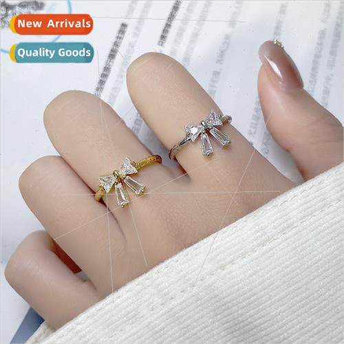 Bow ring 2023 new girl heart Moral French glter diamond twis