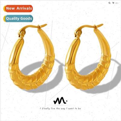 Wind geometric delicate tanium steel gold-plated U-shaped wh