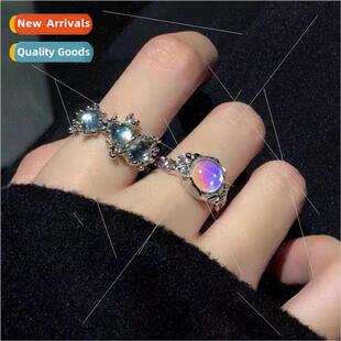 French moonstone ring female niche cold wind opening adjusta
