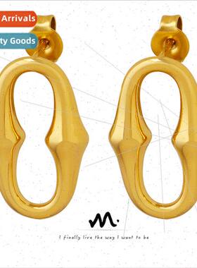 Europe geometric oval horseshoe shape tanium steel earrings