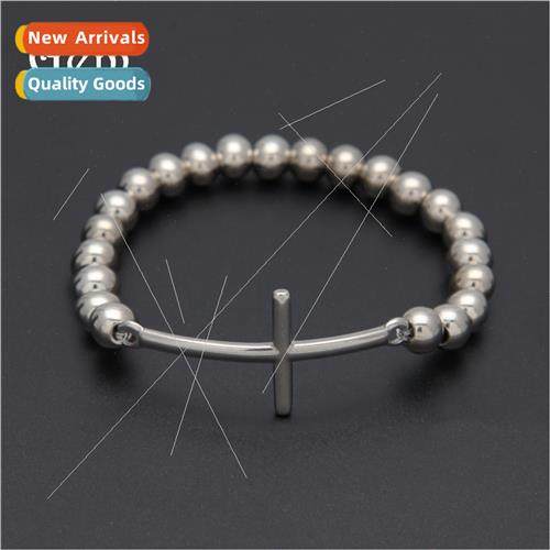 Europe set tide stainless steel hip-hop beads bracelet cross