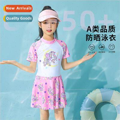 Childrens swimsu girls 2023 new summer one-piece swimsu midd
