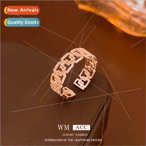 Metal square hollow opening ring simple match index finger r