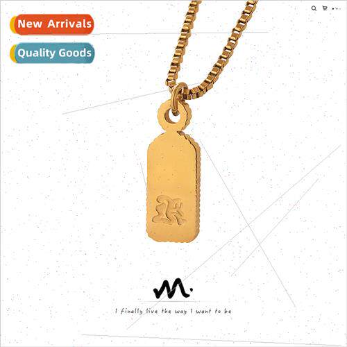 Koreasawtooth rectangular double-sided letters pendant neckl