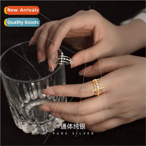 S925 silver Koreacross hollow ring female simple versatile o