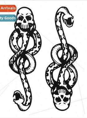 Halloween new snake tattoo stickers dark cool flower arm bla