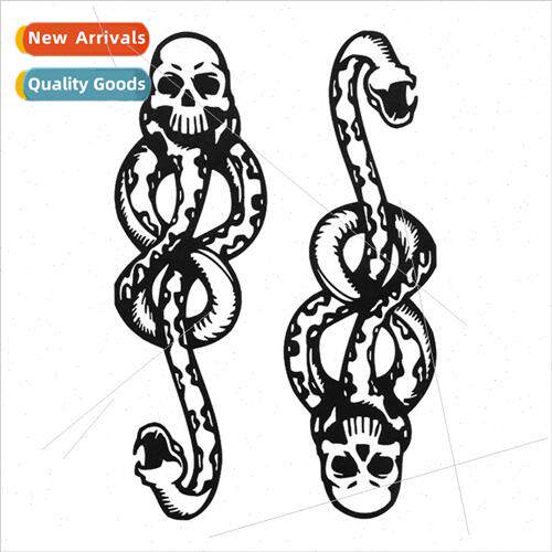 Halloween new snake tattoo stickers dark cool flower arm bla