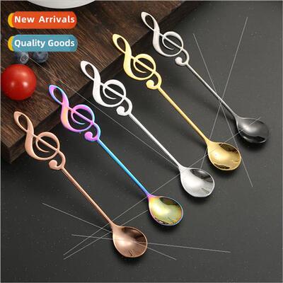 304 Music Note Spoon Golden Creative Stirring Coffee Spoon D