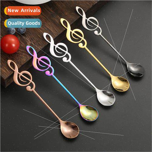 304 Music Note Spoon Golden Creative Stirring Coffee Spoon D