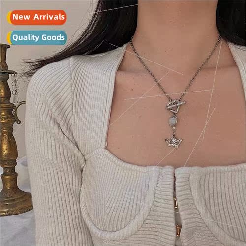 Korealove angel tanium steel necklace female niche ins colla