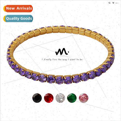Europe Tanium Steel Multi-color Zirconia Stch Wire Bracelet