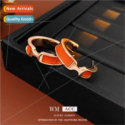 lver needle leather C-shaped metal earrings Europe fashion s