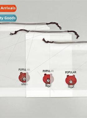 Frosted pe drawstring bag cartoon bear drawstring bag drawst