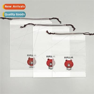 Frosted pe drawstring bag cartoon bear drawstring bag drawst