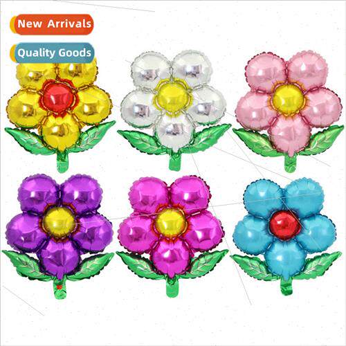 Green leaf five petal flower aluminum foil balloon green lea