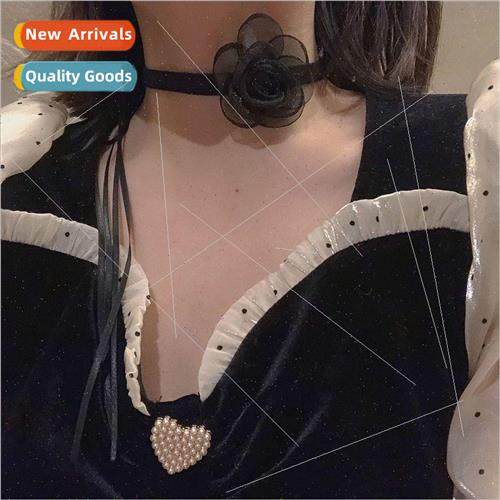 Necklace bracelet dual-use vintage black rose necklace Frenc