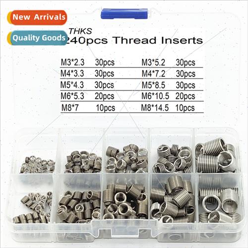 240pcs box 304 steel wire screw bushing teeth sets M3-M8 thr