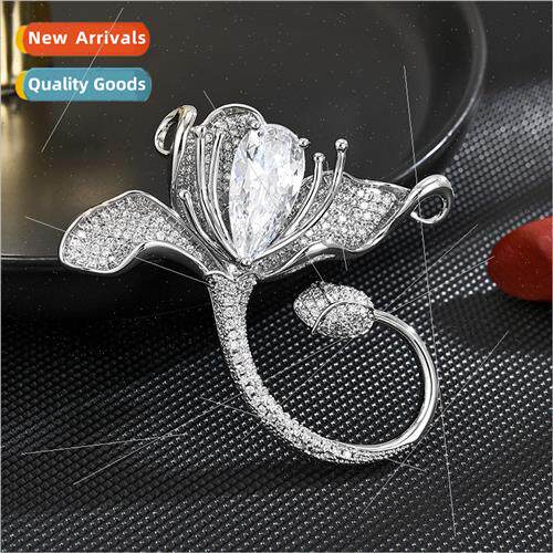 Full zirconium lily brooch high-grade female corsage crystal