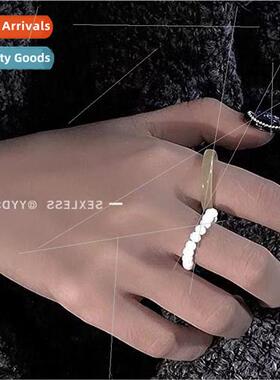 ins colorful beaded plain ring female niche index finger rin