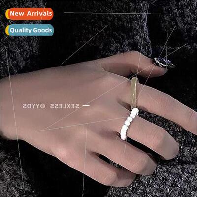 ins colorful beaded plain ring female niche index finger rin