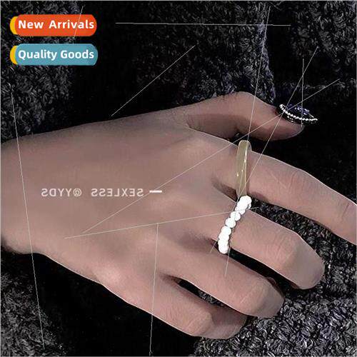 ins colorful beaded plain ring female niche index finger rin