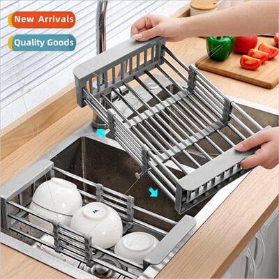 Kchen draining rack stainless steel retractable sink rack sh