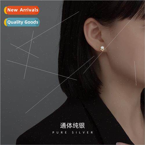 S925 pure V-shaped silver pearl earrings female 2023 new tid