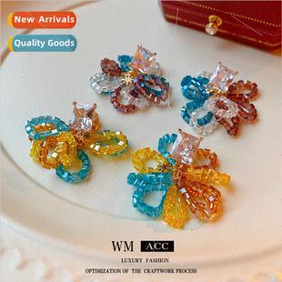 Crystal Hollow Flower lver che Zirconia Earrings Earr Needle