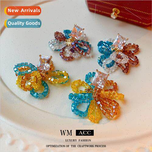 lver Needle Zirconia Crystal Hollow Flower Earrings che Earr