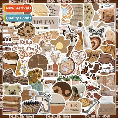 60 sheets brown aesthetic art stickers students DIY books lu