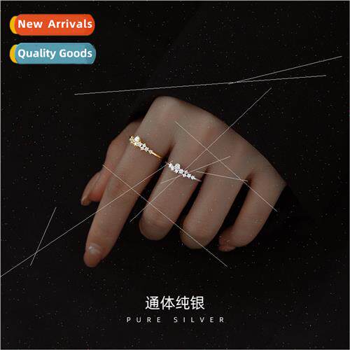 925 silver plated star ring irregular flash diamond stars ve