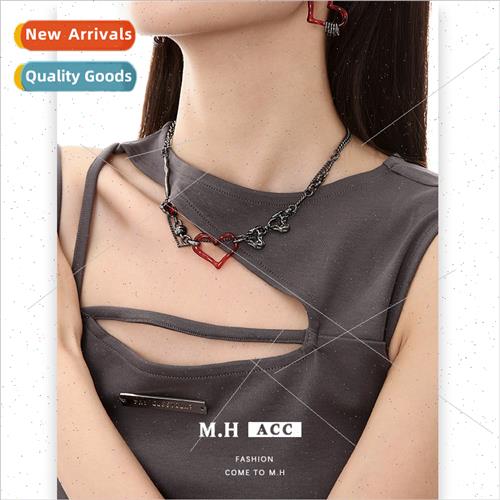 Burgundy Heart Necklace Women Sweet Cool Spice Girls Necklac