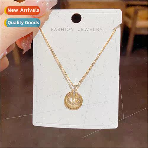 Fashion simple zirconia double circle necklace women niche s